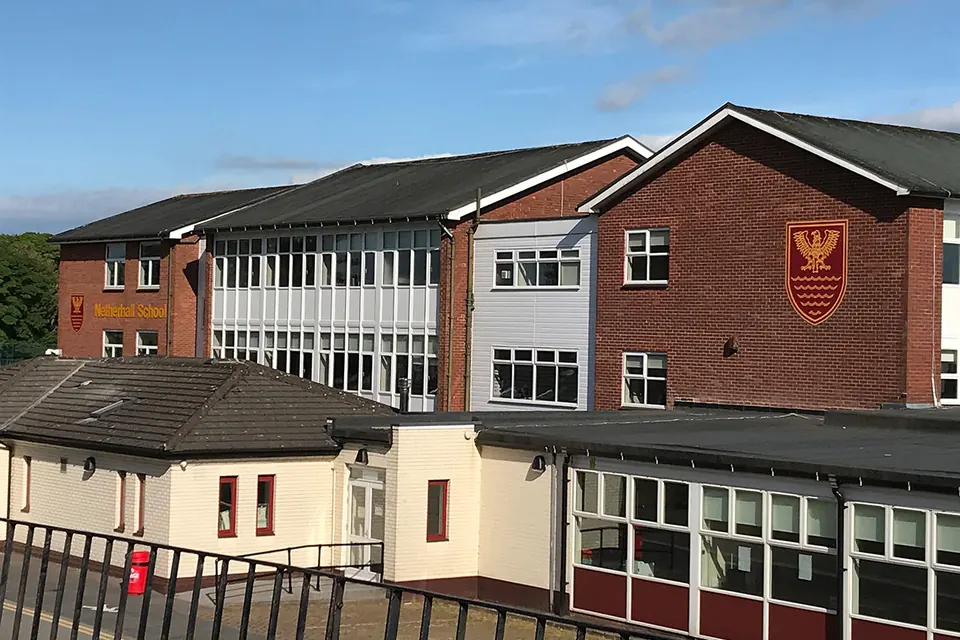 Commercial glazing across a school building